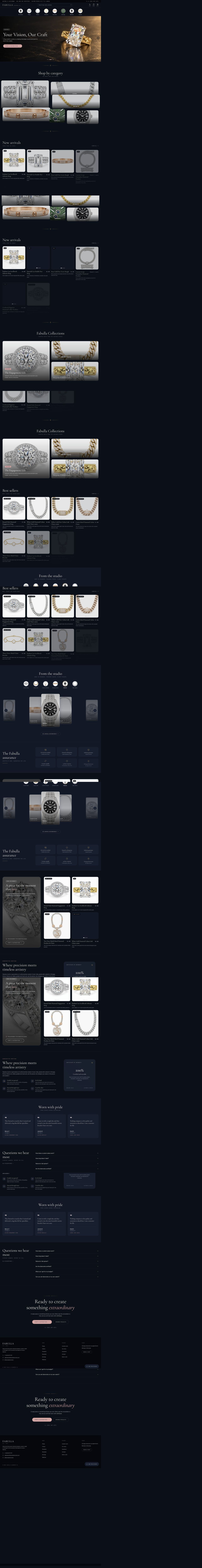 Full Fabulla Diamonds Co. homepage, from the jewelry hero through the collections and footer.